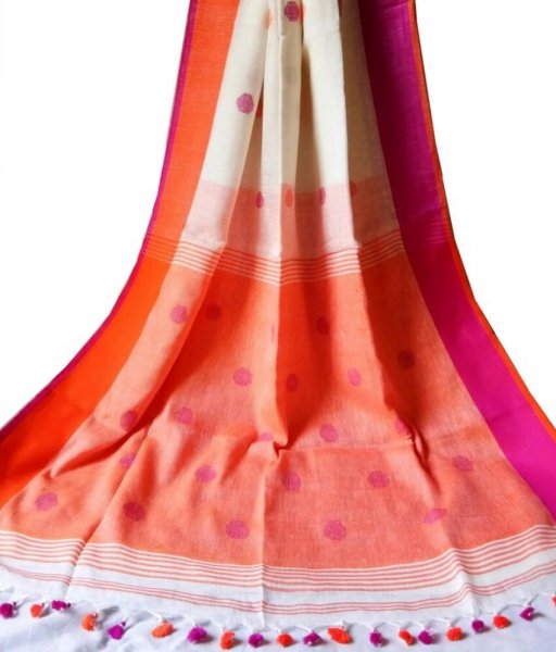 Buti Ball Linen Saree